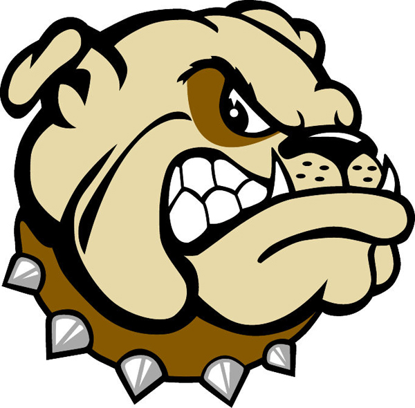 Bull Dog head team mascot color vinyl sports sticker. Customize on line. Bull dog head 1